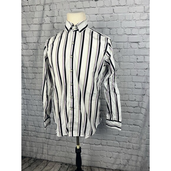 Robert Graham Men’s SZ Medium Long Sleeve Button Front Shirt Multicolor Striped - Picture 3 of 14